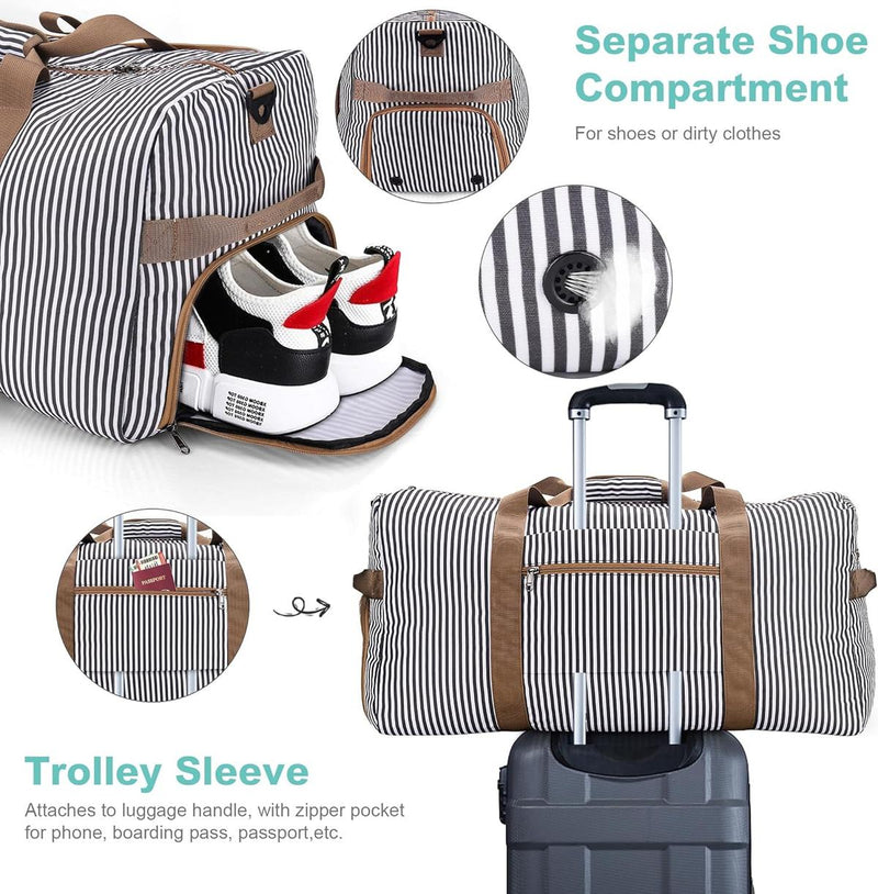 Large Foldable Travel Duffle Bag With Shoe Compartment - Water-Resistant And Durable