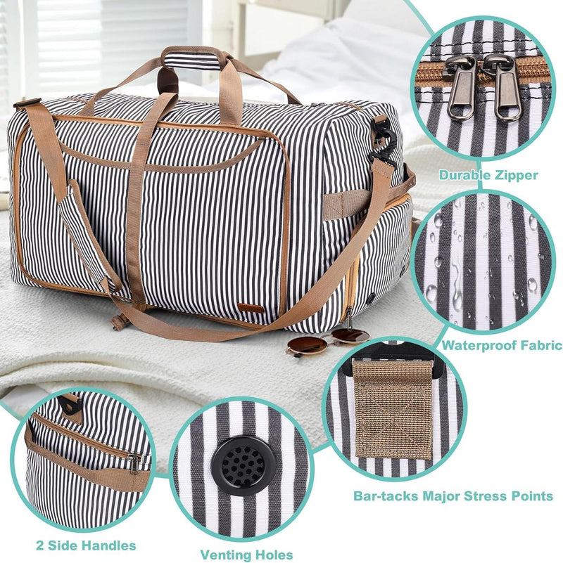 Large Foldable Travel Duffle Bag With Shoe Compartment - Water-Resistant And Durable