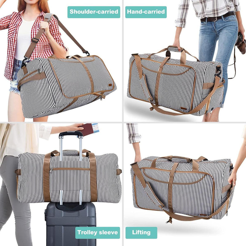 Large Foldable Travel Duffle Bag With Shoe Compartment - Water-Resistant And Durable