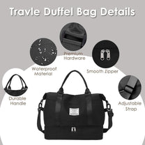 Large Travel Duffel Bag With Shoe Compartment And Toiletry Bag, Airline Approved Carry-On