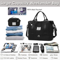 Large Travel Duffel Bag With Shoe Compartment And Toiletry Bag, Airline Approved Carry-On
