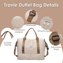 Large Travel Duffel Bag With Shoe Compartment And Toiletry Bag, Airline Approved Carry-On