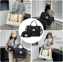 Large Travel Duffel Bag With Shoe Compartment And Toiletry Bag, Airline Approved Carry-On