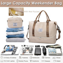 Large Travel Duffel Bag With Shoe Compartment And Toiletry Bag, Airline Approved Carry-On