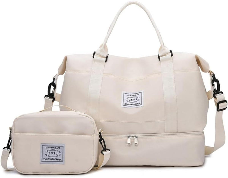 Large Travel Duffel Bag With Shoe Compartment And Toiletry Bag, Airline Approved Carry-On