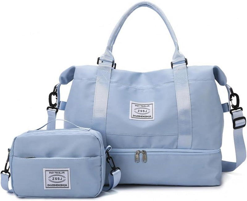 Large Travel Duffel Bag With Shoe Compartment And Toiletry Bag, Airline Approved Carry-On