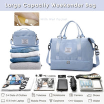 Large Travel Duffel Bag With Shoe Compartment And Toiletry Bag, Airline Approved Carry-On
