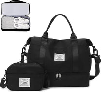 Large Travel Duffel Bag With Shoe Compartment And Toiletry Bag, Airline Approved Carry-On