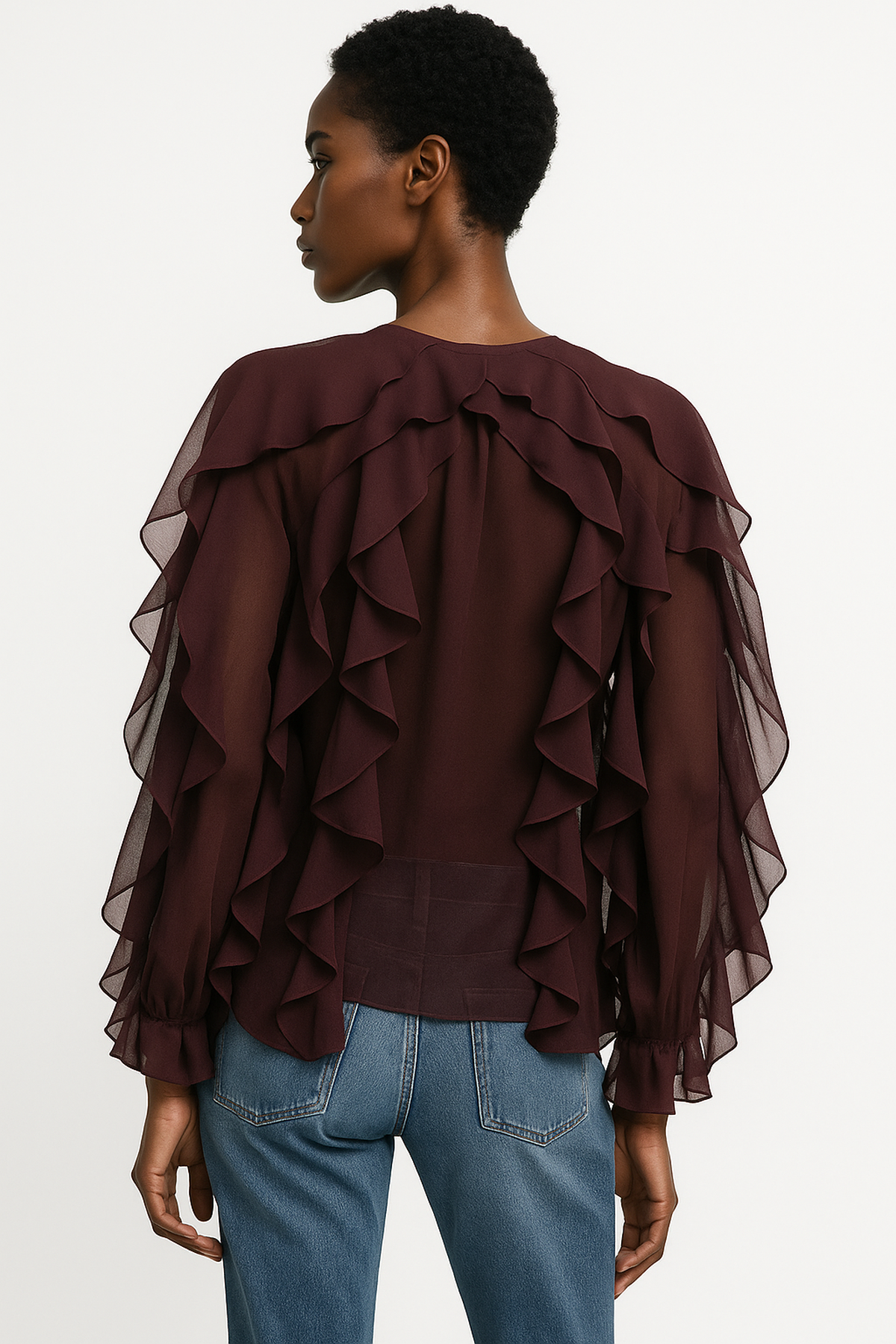 Layered V-Neck Vintage Blouse