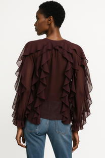 Layered V-Neck Vintage Blouse