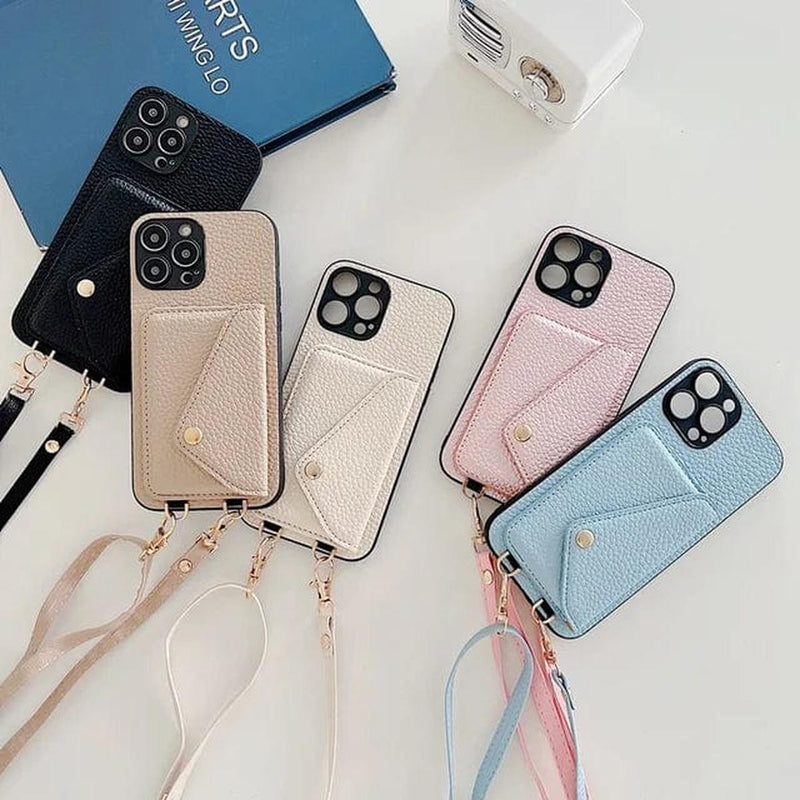 Leather Crossbody Phone Case With Card Holder