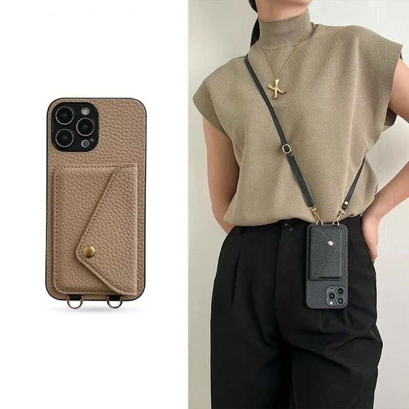 Leather Crossbody Phone Case With Card Holder