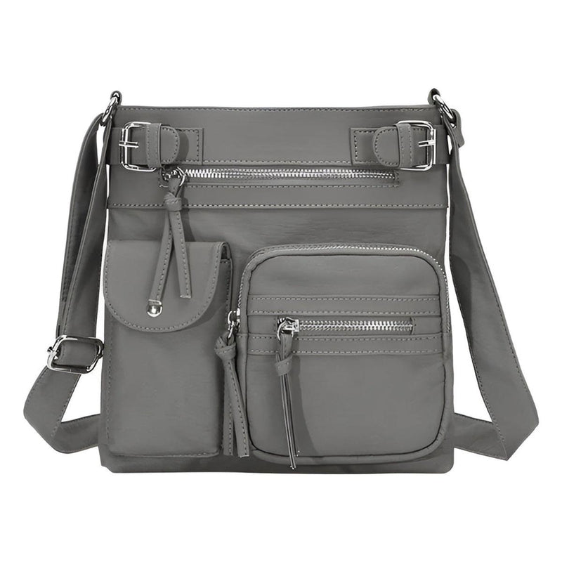Leather Shoulder Bag With Multiple Compartments