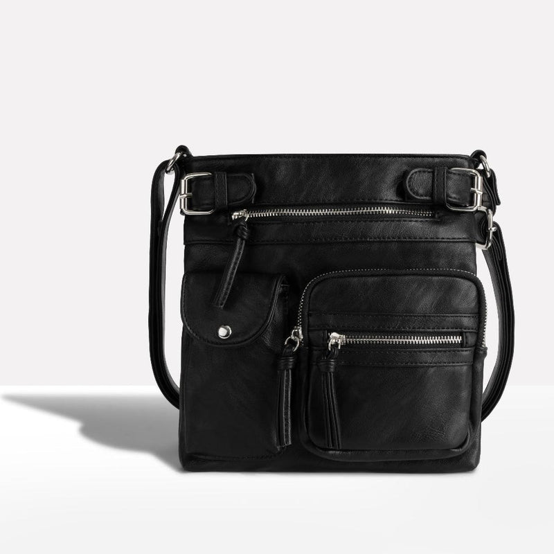 Leather Shoulder Bag With Multiple Compartments