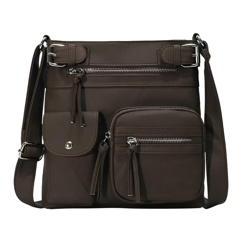 Leather Shoulder Bag With Multiple Compartments