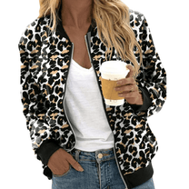 Leopard Print Bomber Jacket for Women
