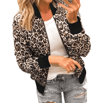 Leopard Print Bomber Jacket for Women