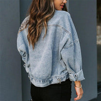 Leopard Print Distressed Denim Jacket