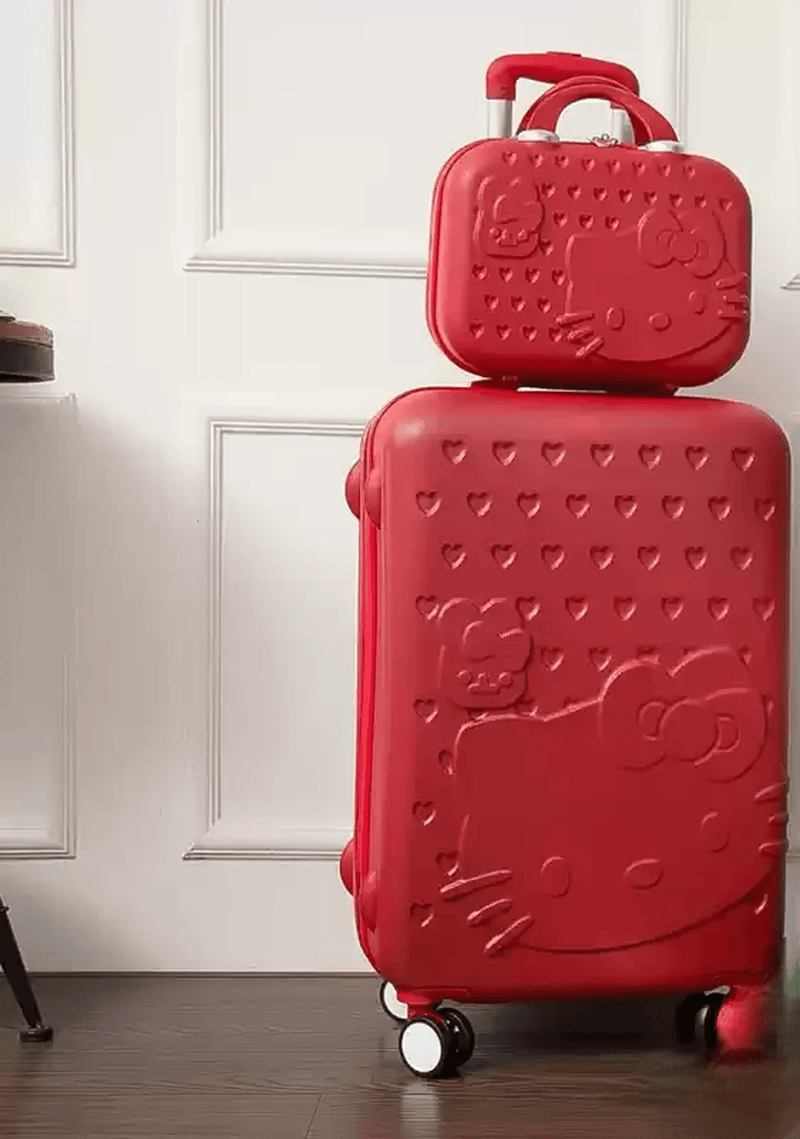 Lightweight ABS Luggage Set With Hand-Drawn Cat Design
