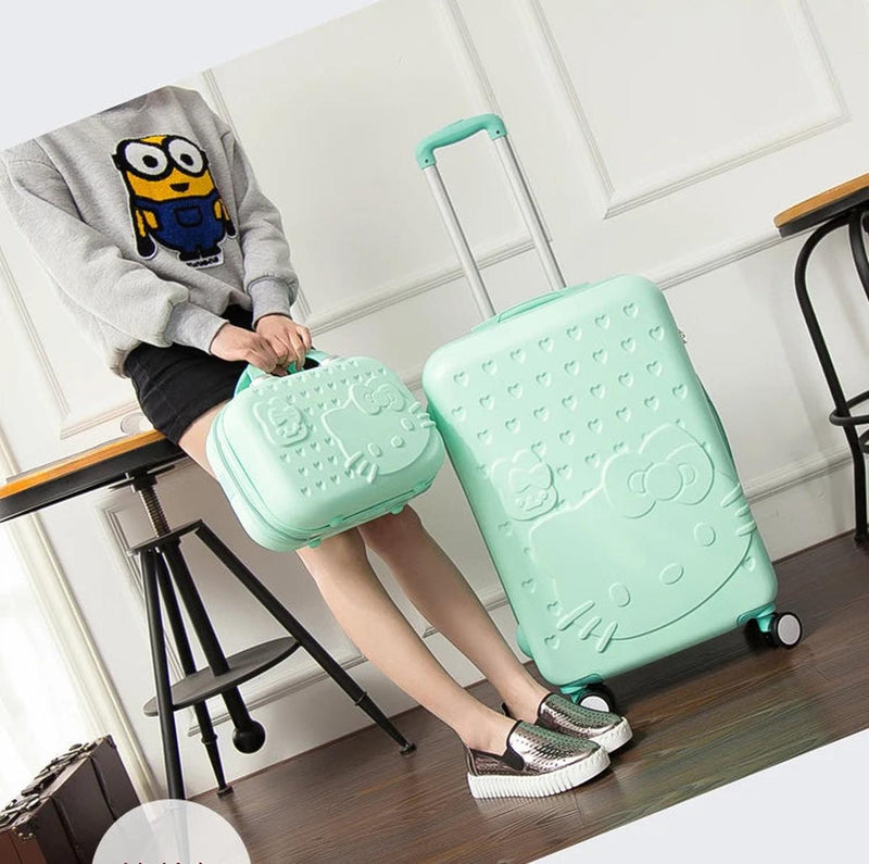 Lightweight ABS Luggage Set With Hand-Drawn Cat Design