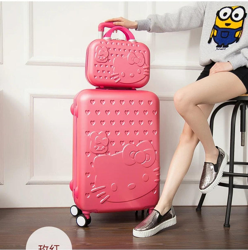 Lightweight ABS Luggage Set With Hand-Drawn Cat Design