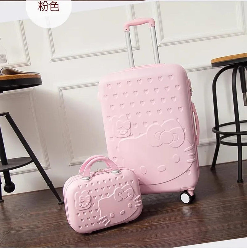 Lightweight ABS Luggage Set With Hand-Drawn Cat Design