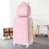 Lightweight ABS Luggage Set With Hand-Drawn Cat Design