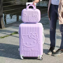 Lightweight ABS Luggage Set With Hand-Drawn Cat Design