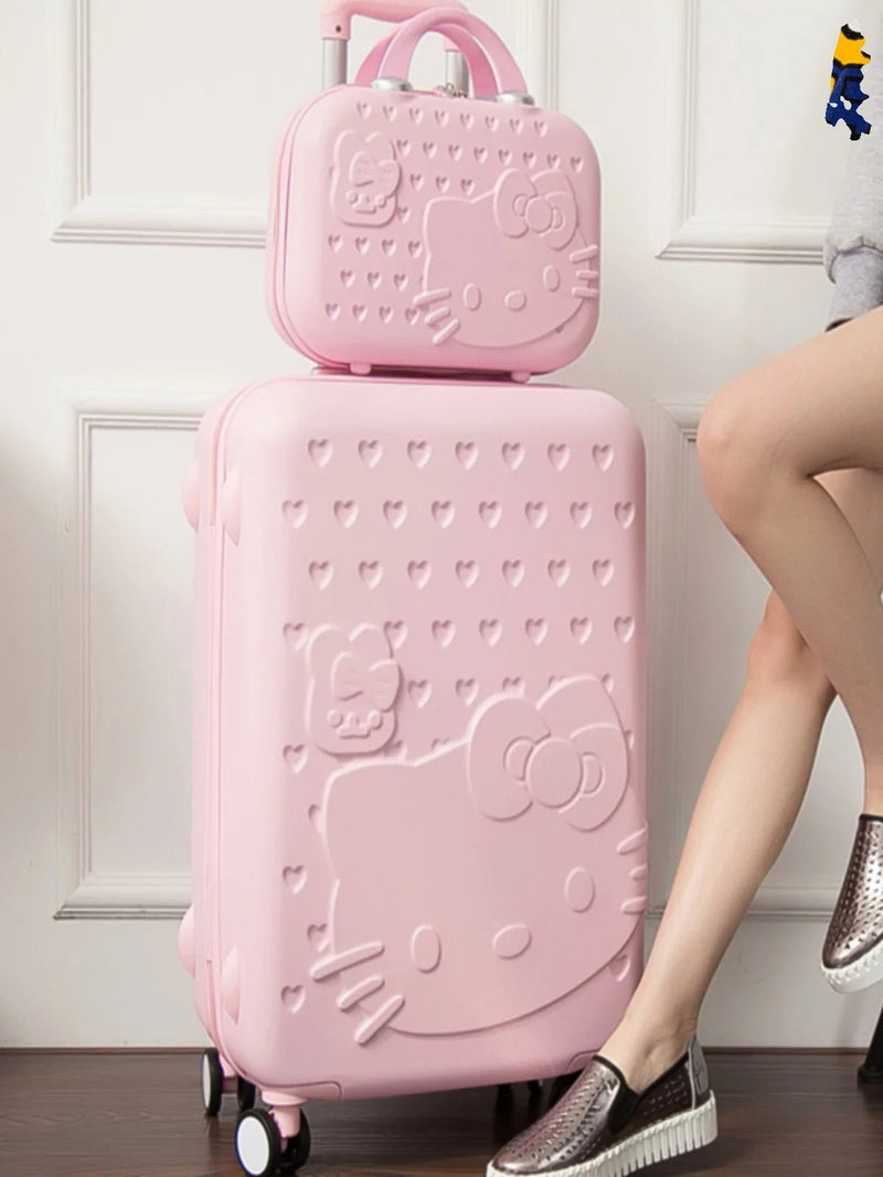 Lightweight ABS Luggage Set With Hand-Drawn Cat Design