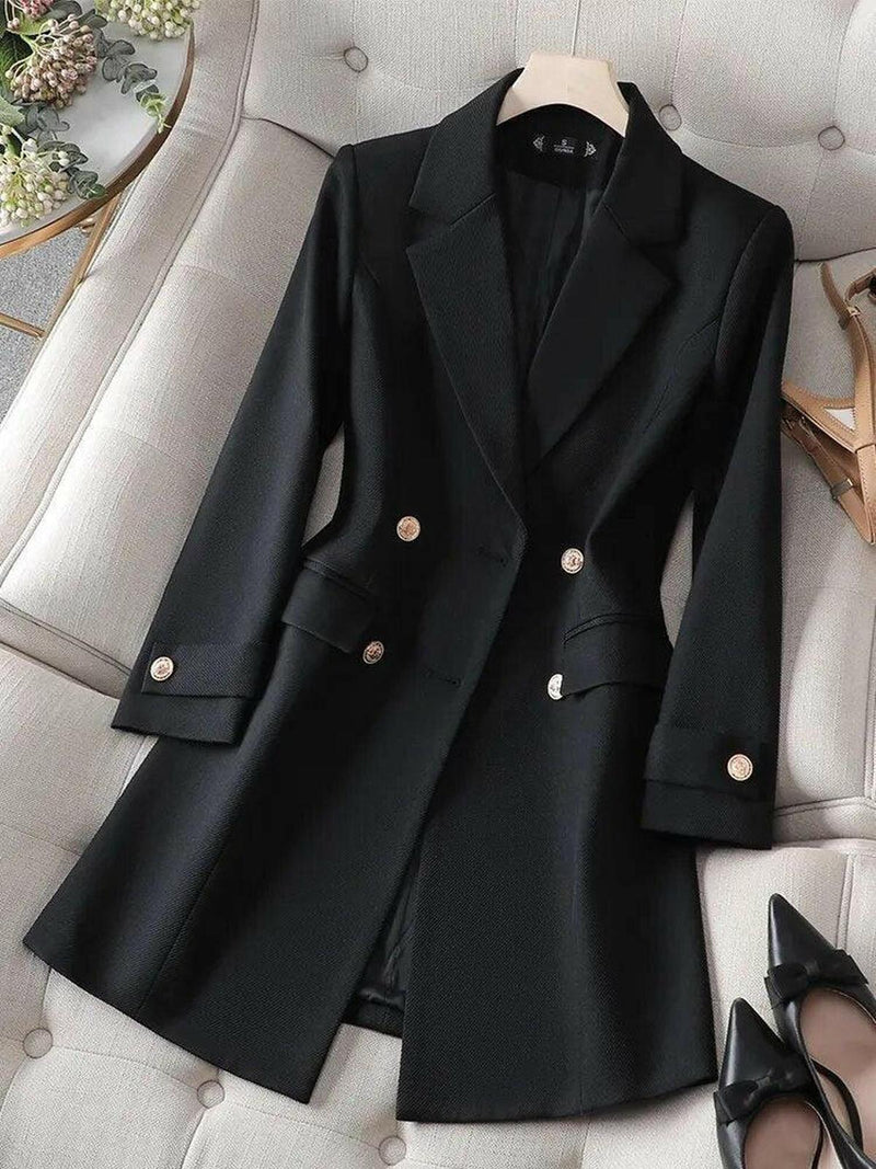 Lightweight Double-Breasted Blazer Coat for Women