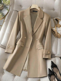 Lightweight Double-Breasted Blazer Coat for Women