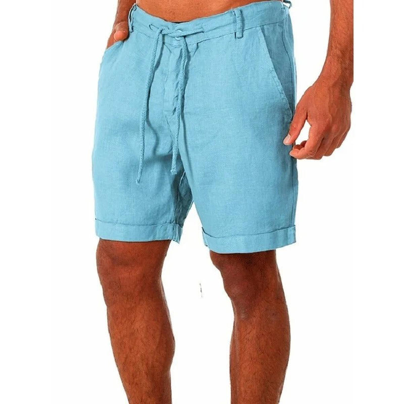 Lightweight Linen Shorts For Men With Elastic Waistband And Pockets