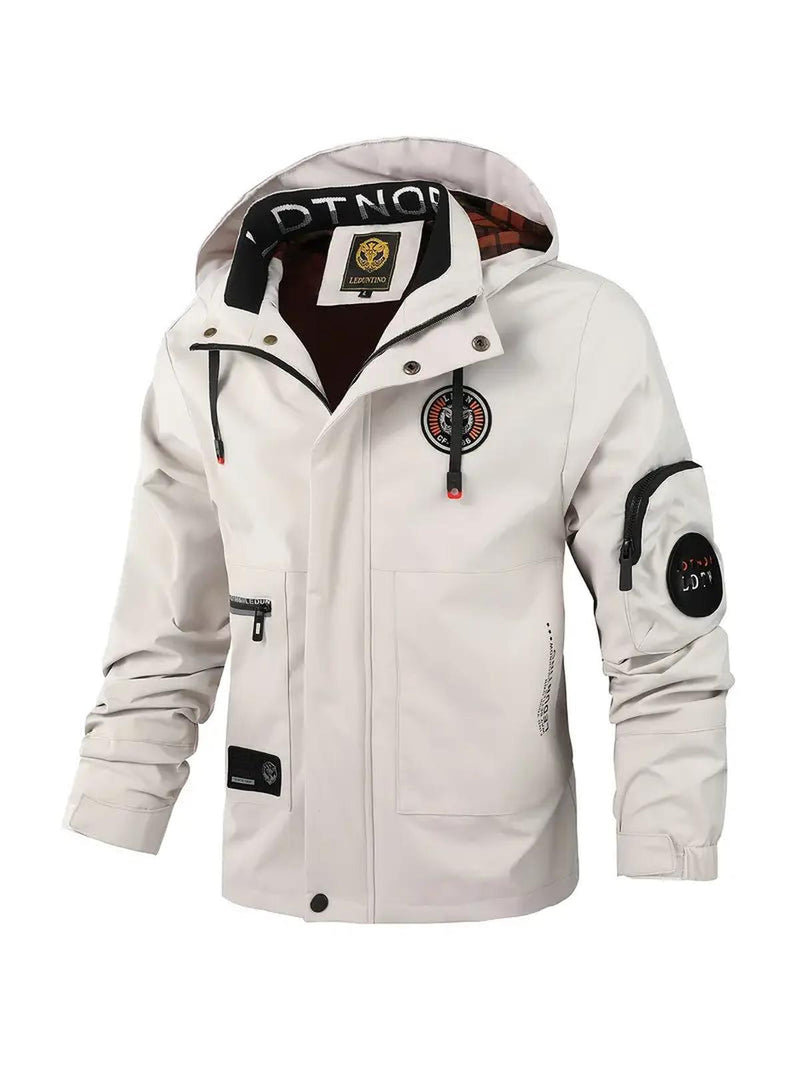 Lightweight Men&#39;s Waterproof Outdoor Jacket With Adjustable Hood