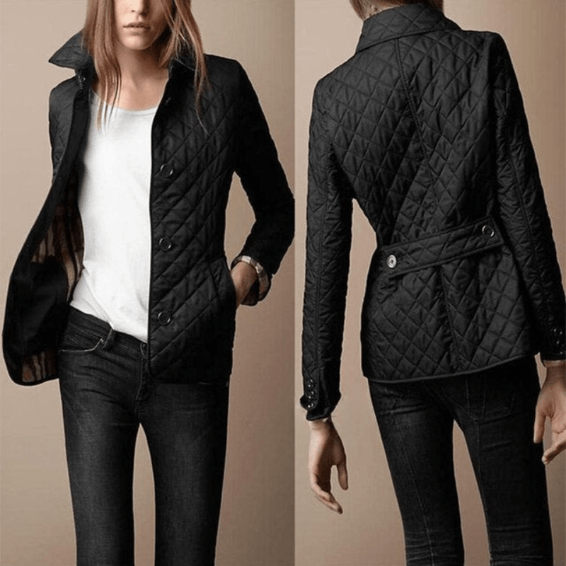 Lightweight Quilted Women&#39;s Coat With Button Closure