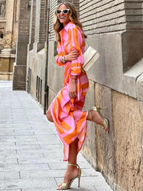 Lightweight Rayon Summer Wrap Dress With Collar