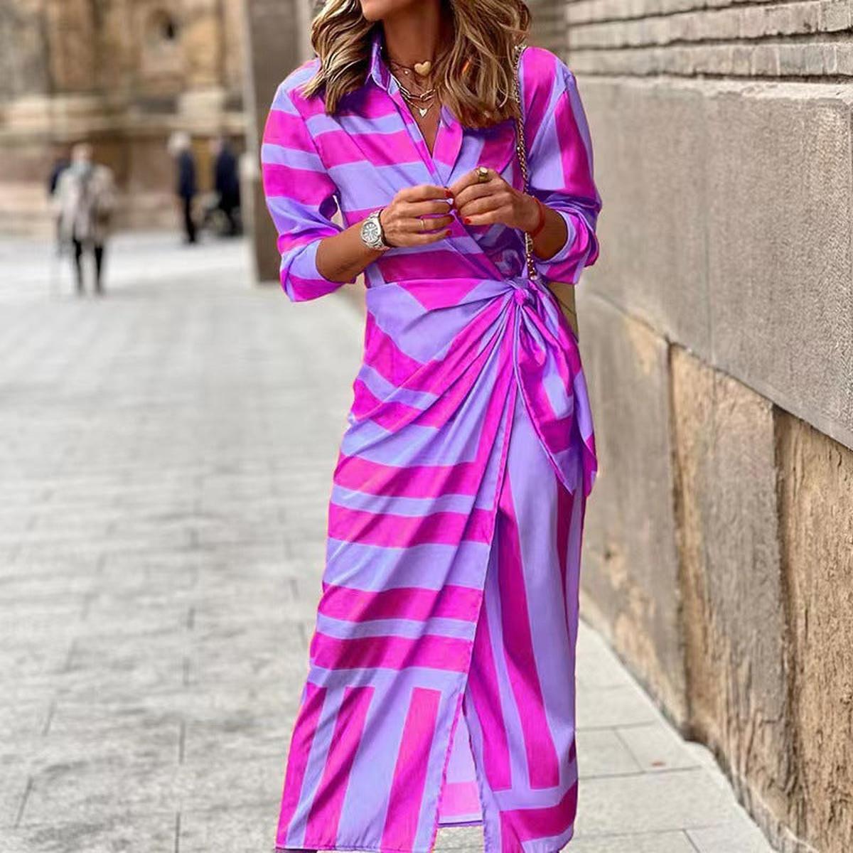 Lightweight Rayon Summer Wrap Dress With Collar