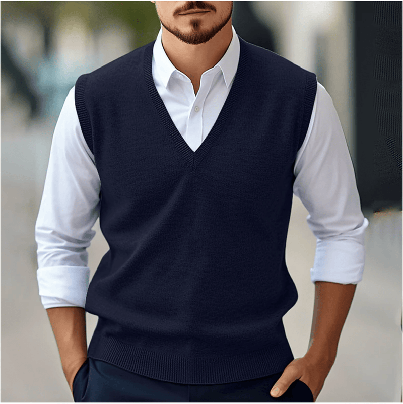 Lightweight Sleeveless V-Neck Knit Sweater