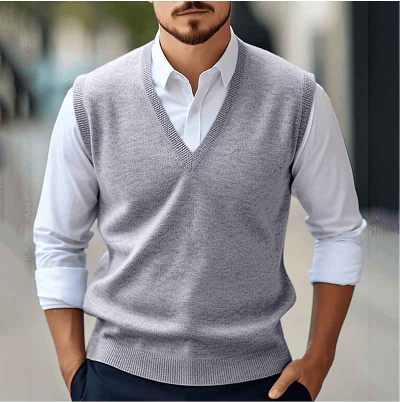 Lightweight Sleeveless V-Neck Knit Sweater