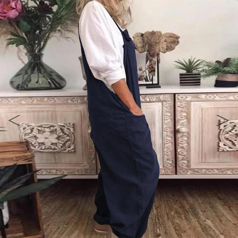 Lightweight Summer Jumpsuit With Adjustable Straps And Pockets