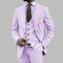 Lightweight Three-Piece Men&#39;s Suit With Notched Lapel