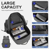Lightweight Water-Resistant Laptop Backpack With Multiple Compartments - 15.6&quot; Travel Size