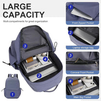 Lightweight Water-Resistant Laptop Backpack With Multiple Compartments - 15.6&quot; Travel Size