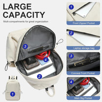 Lightweight Water-Resistant Laptop Backpack With Multiple Compartments - 15.6&quot; Travel Size