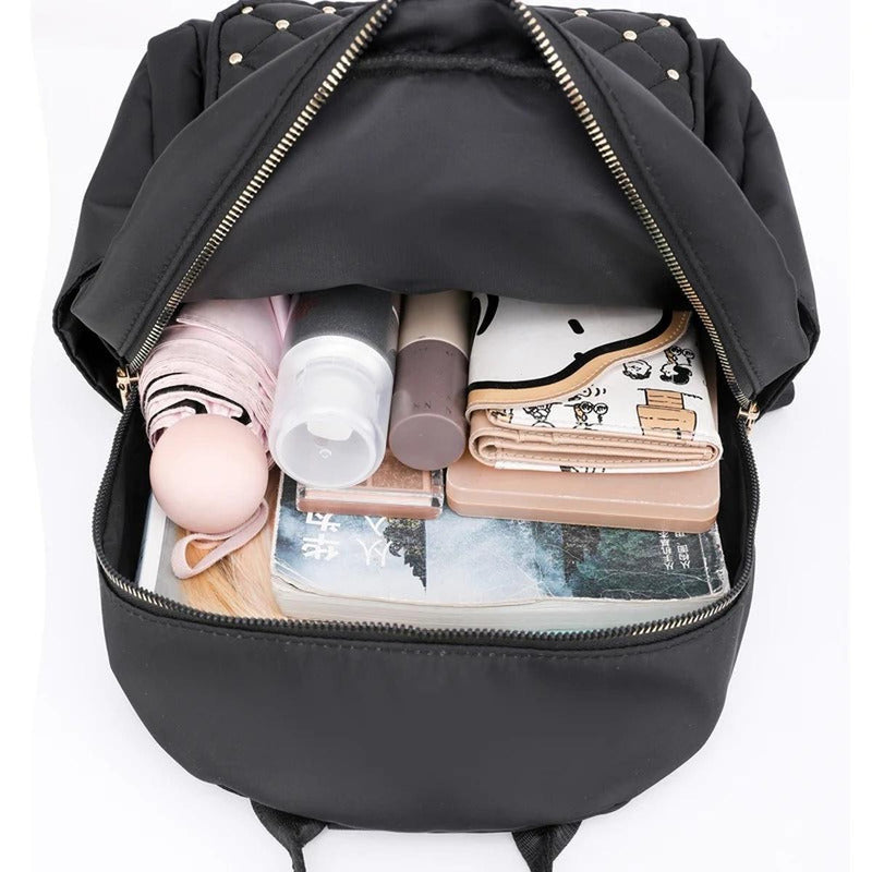 Lightweight Water-Resistant Nylon Backpack For Women - Ideal For School And Travel