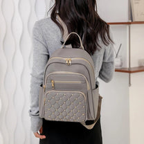 Lightweight Water-Resistant Nylon Backpack For Women - Ideal For School And Travel