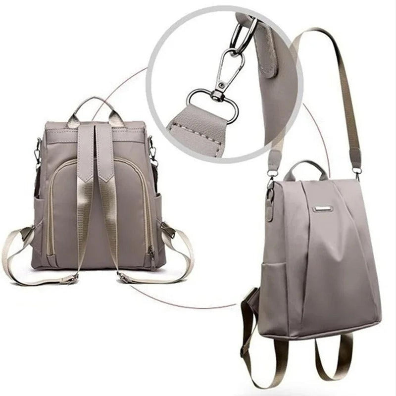 Lightweight Water-Resistant Nylon Backpack For Women - Versatile Carrying Options