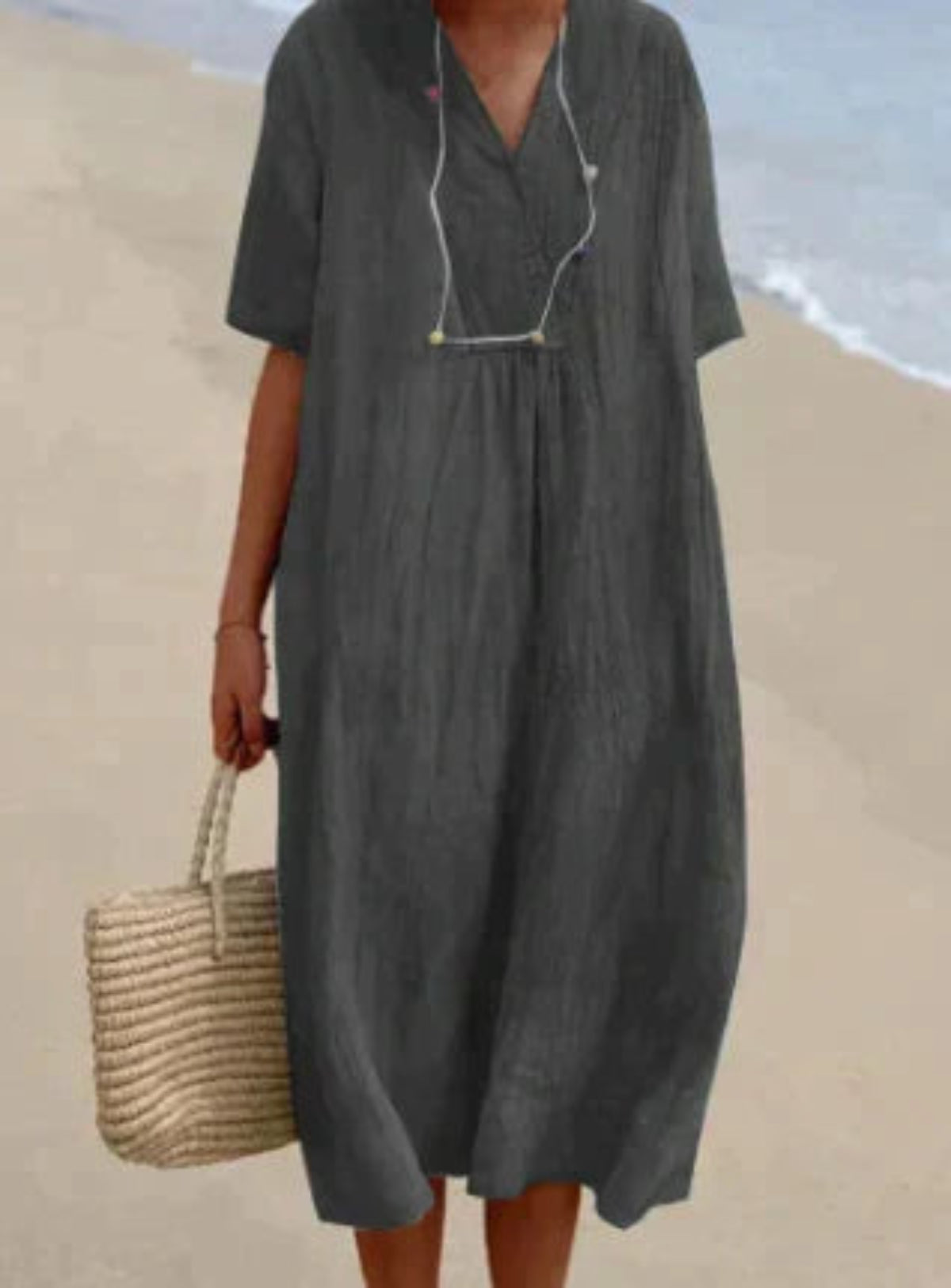Linen Blend Breathable Long Dress