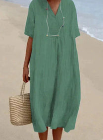 Linen Blend Breathable Long Dress