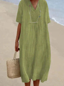 Linen Blend Breathable Long Dress