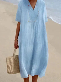Linen Blend Breathable Long Dress